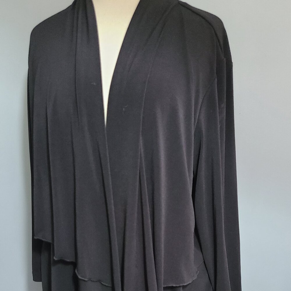 Dress Barn Deep Black Handkerchief Hemline Jacket Sz 1X Poly Spandex